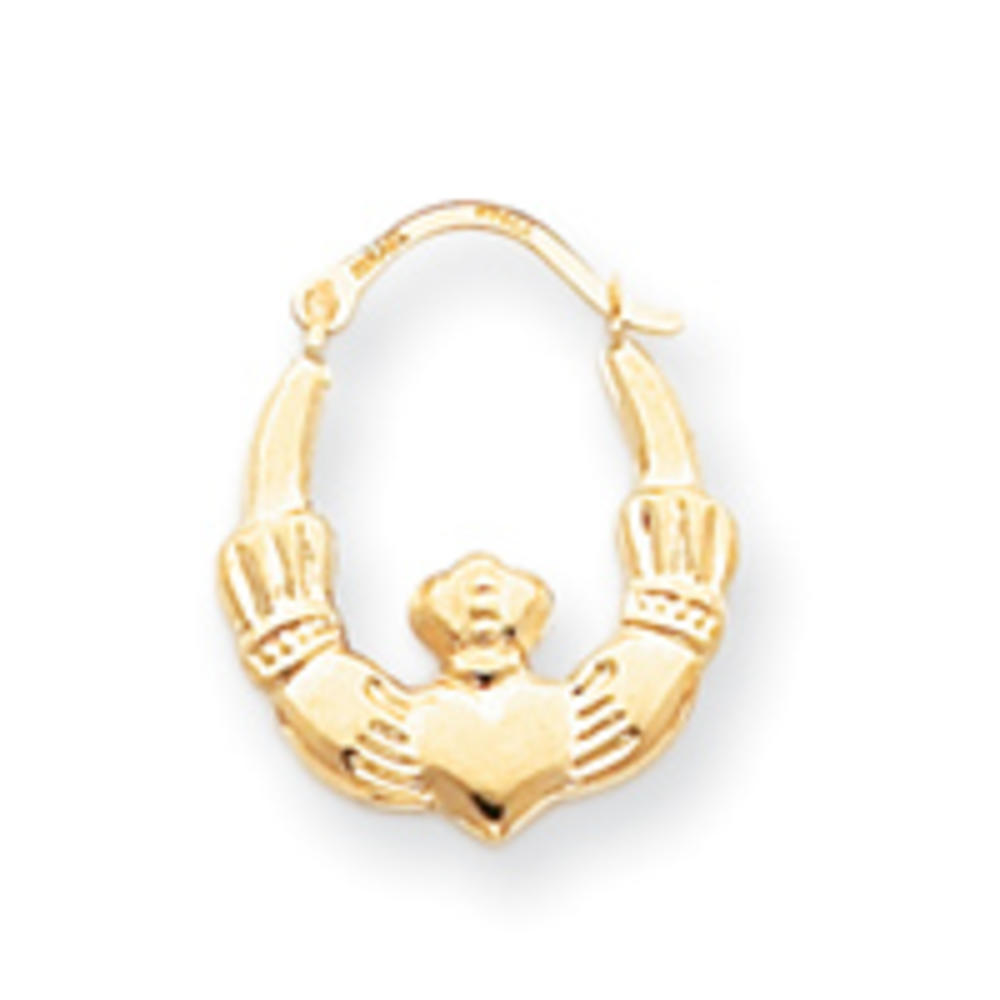 Jewelryweb 14k Claddaugh Hoop Earrings - Measures 18x16mm