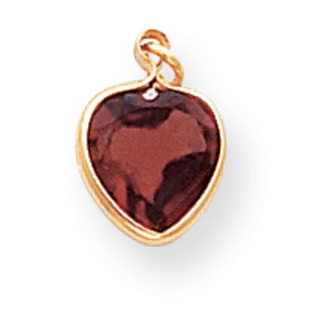 Jewelryweb 14k Garnet Heart Pendant on 18 Inch Chain Necklace