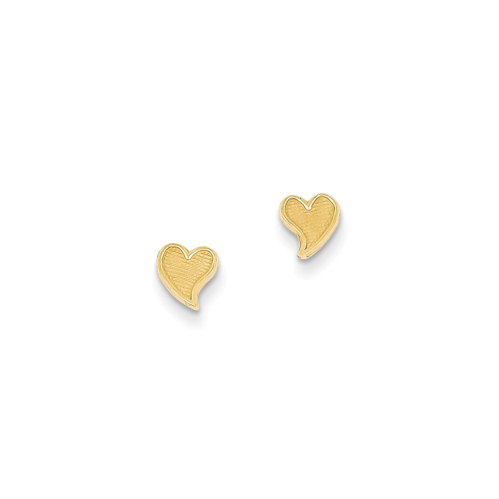 Jewelryweb 14k Yellow Gold Heart Childrens Earrings - Measures 6x6mm