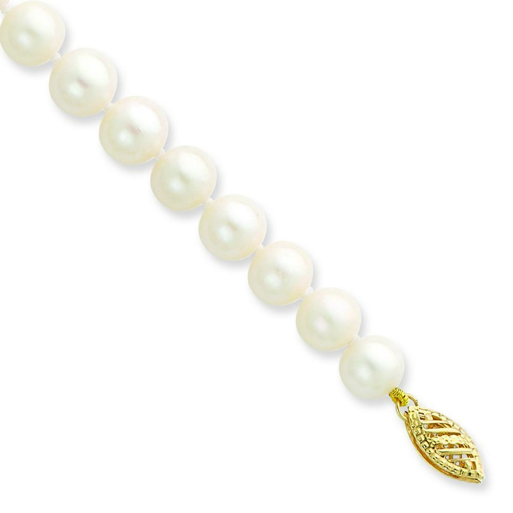 Jewelryweb 14k 7-7.5mm White Freshwater Cultured Pearl Bracelet - 7.25 Inch