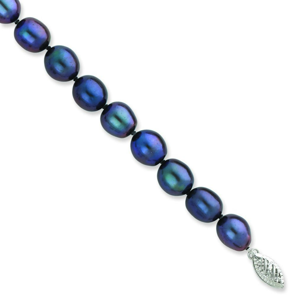 Jewelryweb 14k 8-8.5mm Black Freshwater Cultured Pearl Bracelet - 7.25 Inch