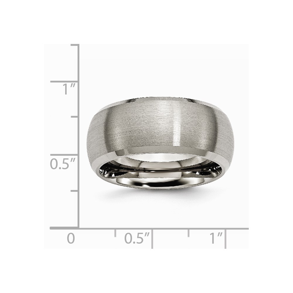 Jewelryweb Titanium Beveled Edge 10mm Satin Polished Band - Size 9.75