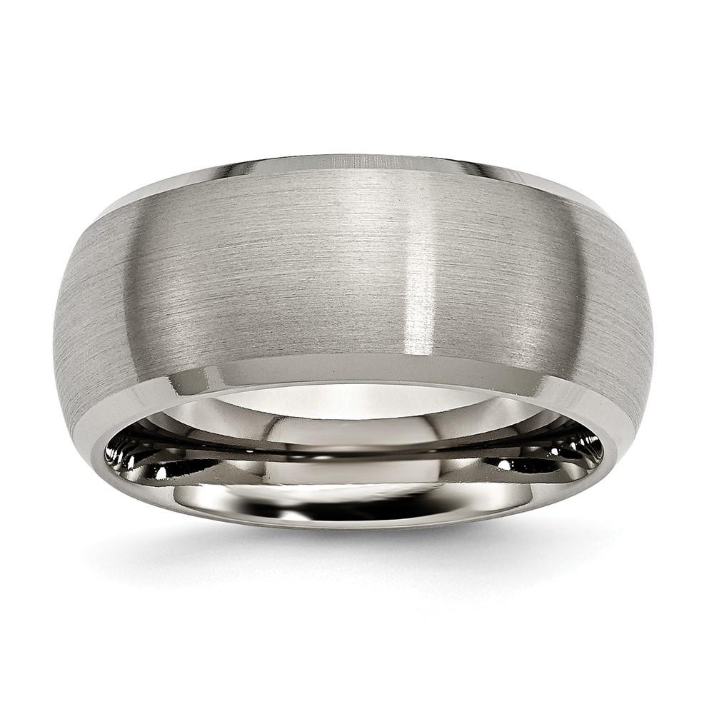 Jewelryweb Titanium Beveled Edge 10mm Satin Polished Band - Size 9.75
