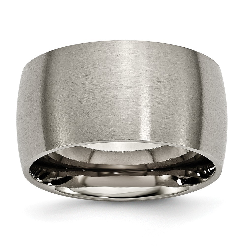 Jewelryweb Titanium 12mm Satin Band Ring - Size 16.25