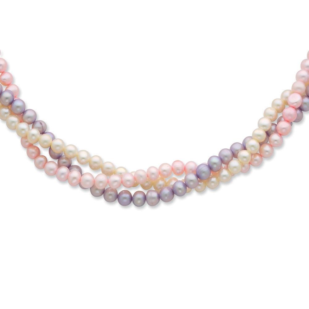 Jewelryweb Sterling Silver 5-5.5mm Freshwater Cultured Potato Pearl With 2inch Ext. Necklace - 17 Inch