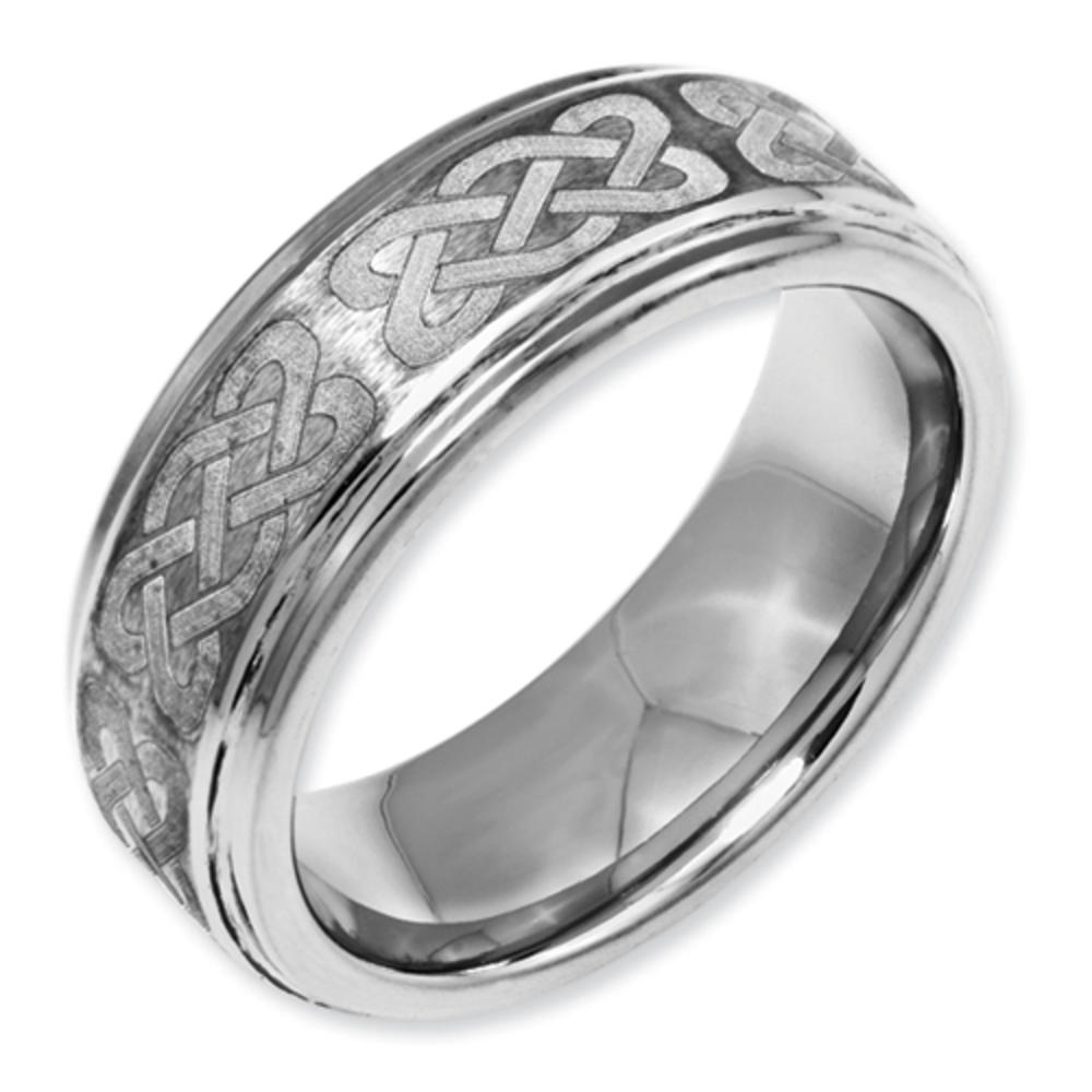 Jewelryweb Tungsten 8mm Brushed and Polished Band Ring - Size 12.5