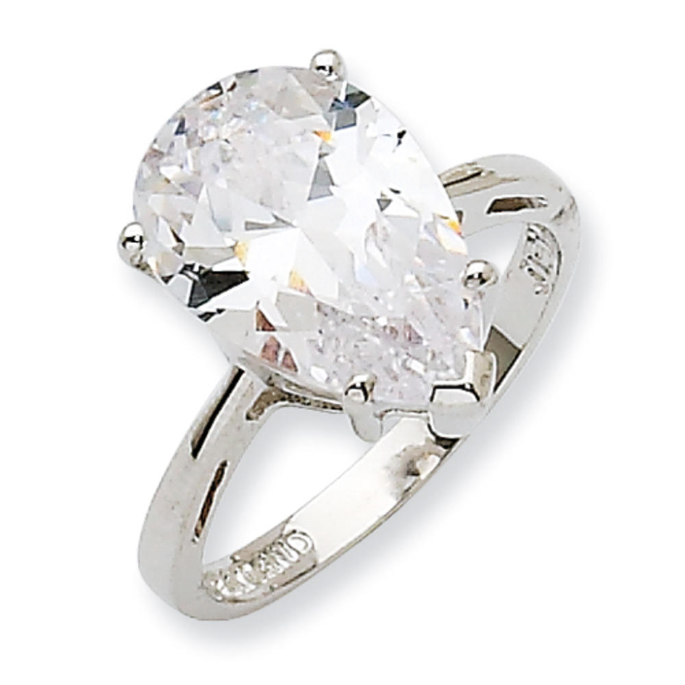 Jewelryweb Sterling Silver Pear-Shaped Anniversary Ring - Size 6
