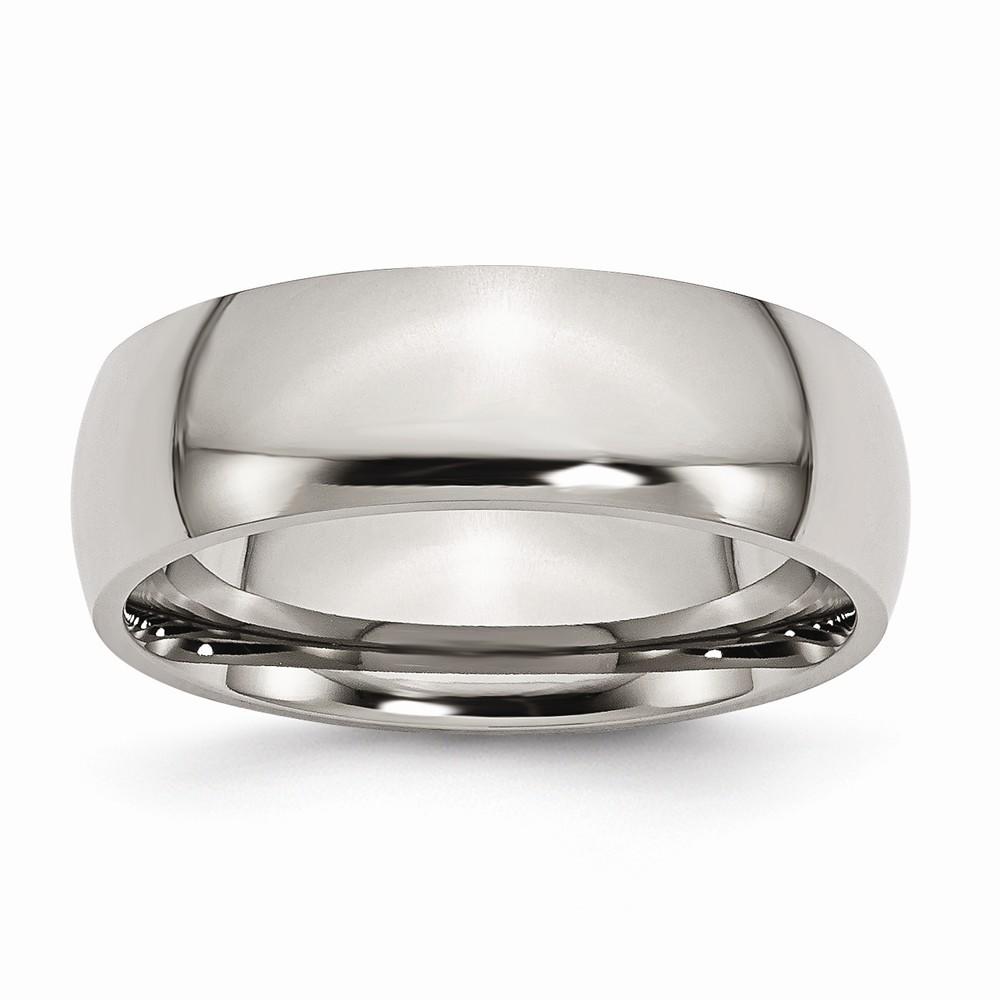Jewelryweb Titanium Polished Comfort Fit 7mm Wedding Band - Size 19.75