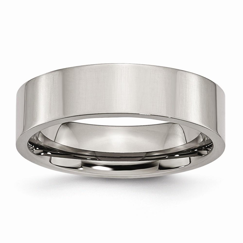 Jewelryweb Titanium Polished Flat 6mm Wedding Band Ring - Size 16.25