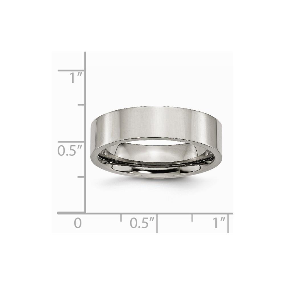 Jewelryweb Titanium Polished Flat 6mm Wedding Band Ring - Size 16.5