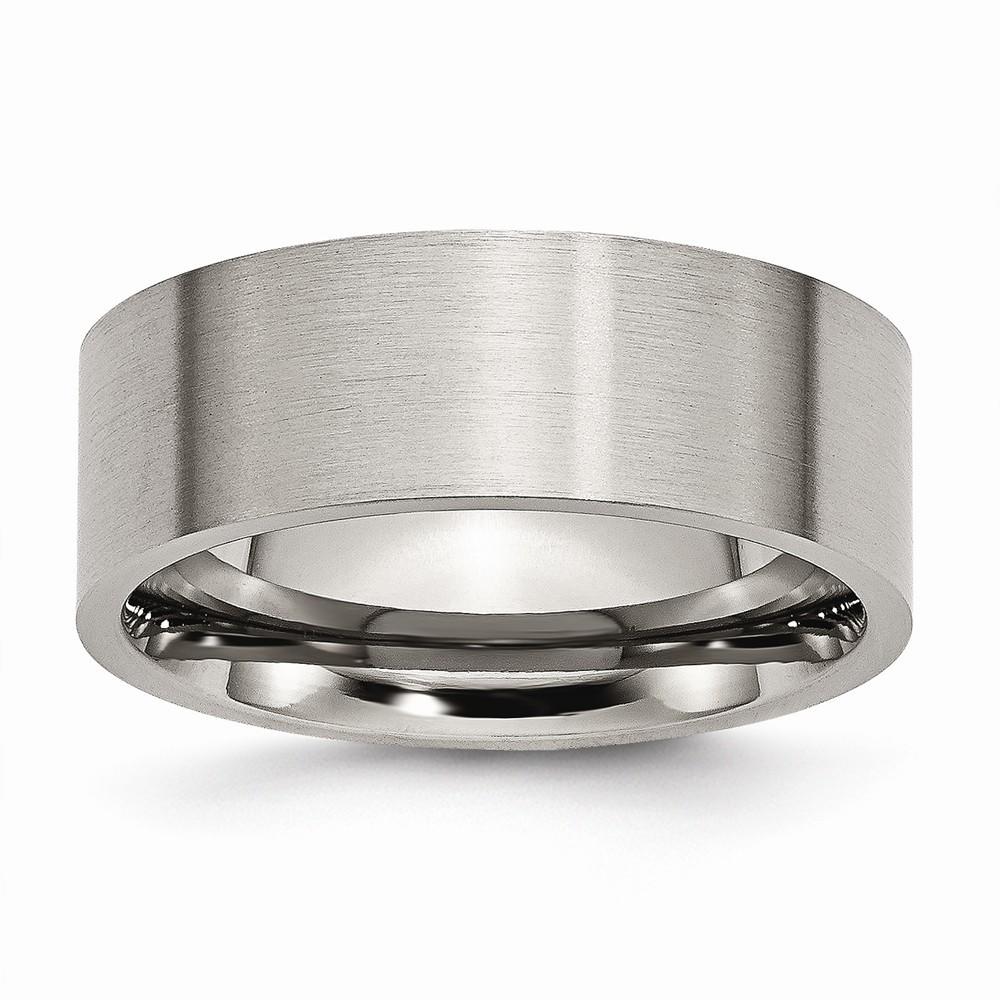 Jewelryweb Titanium Brushed Flat 8mm Wedding Band Ring - Size 19