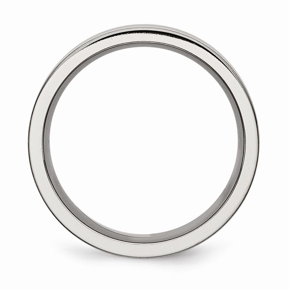 Jewelryweb Titanium Grooved 8mm Brushed and Polished Band Ring - Size 5