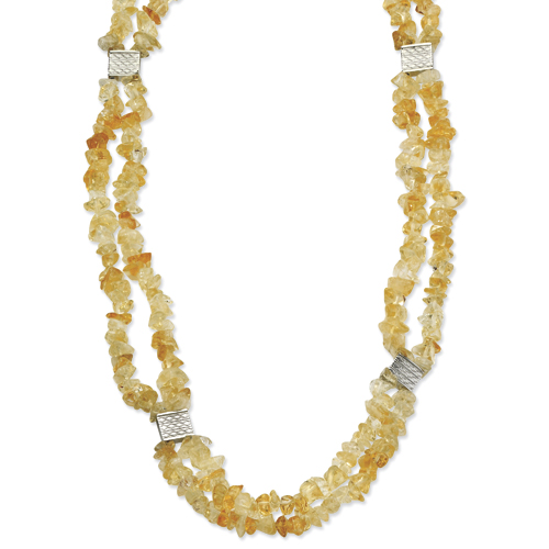 Jewelryweb Stainless Steel Citrine Chip 24 With 2inch ext. Necklace - 24 Inch