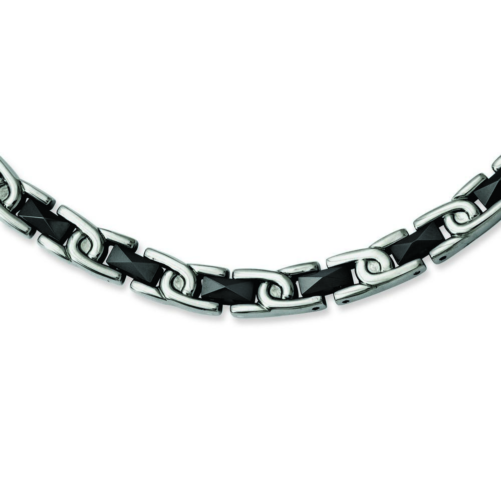 Jewelryweb Titanium With Black Ceramic 18inch Necklace - 18 Inch