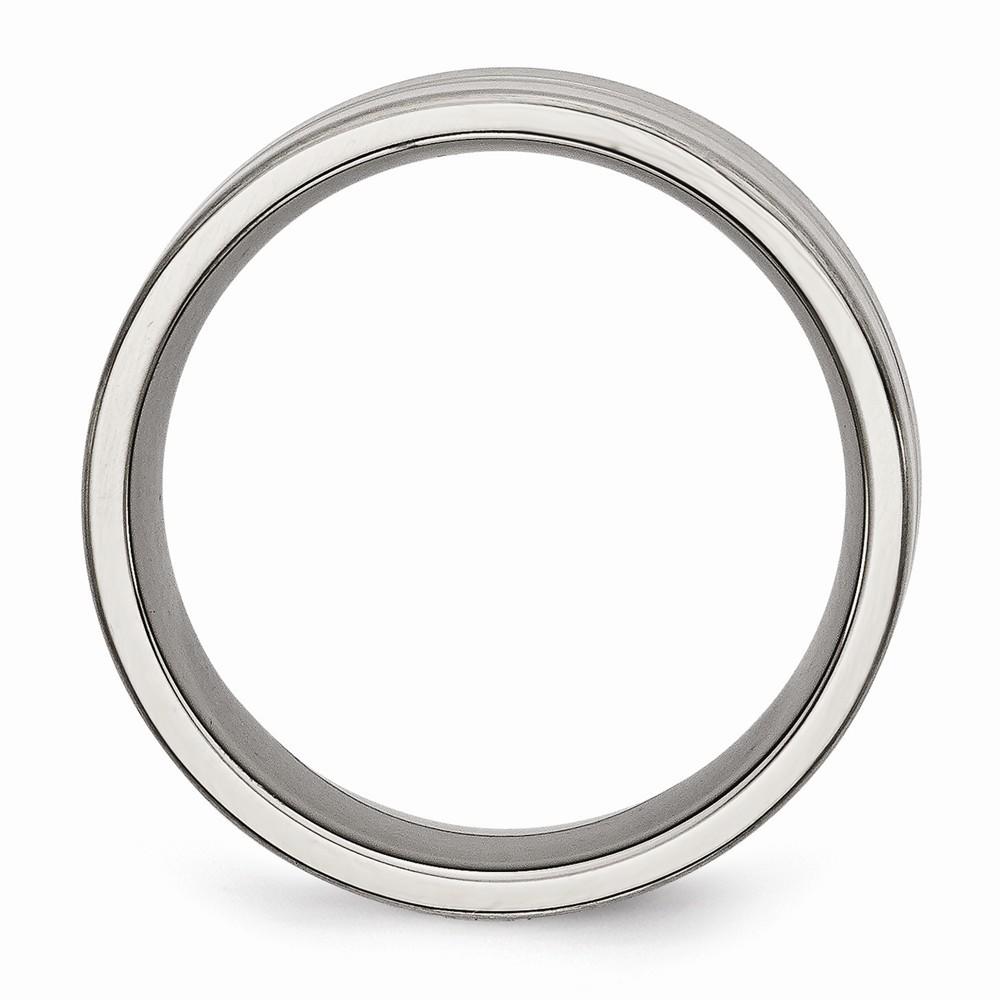 Jewelryweb Titanium Grooved 8mm Brushed Polished Band Ring - Size 16