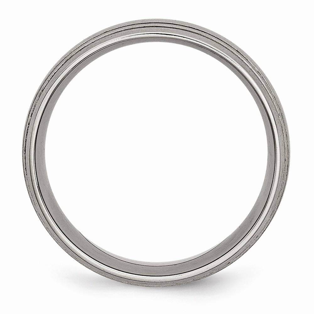 Jewelryweb Titanium Grooved 8mm Satin Band Ring - Size 10.75