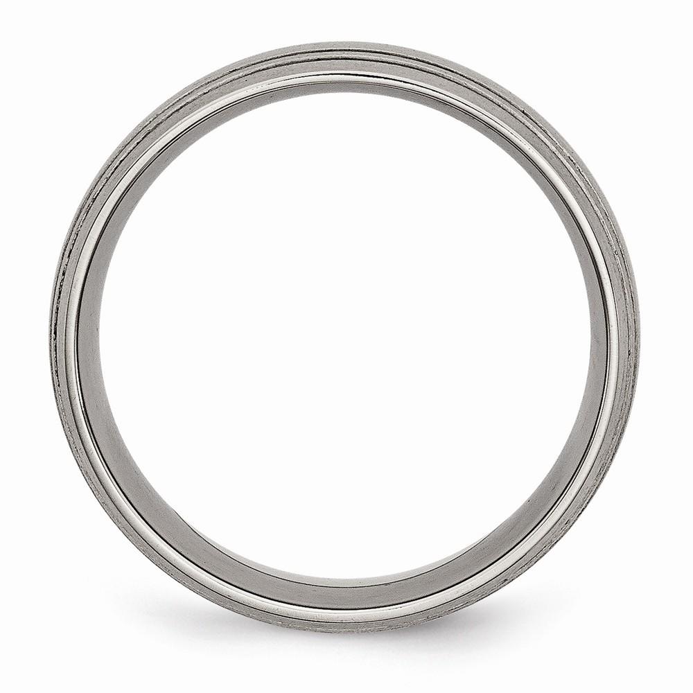 Jewelryweb Titanium Grooved 8mm Satin Band Ring - Size 12.25