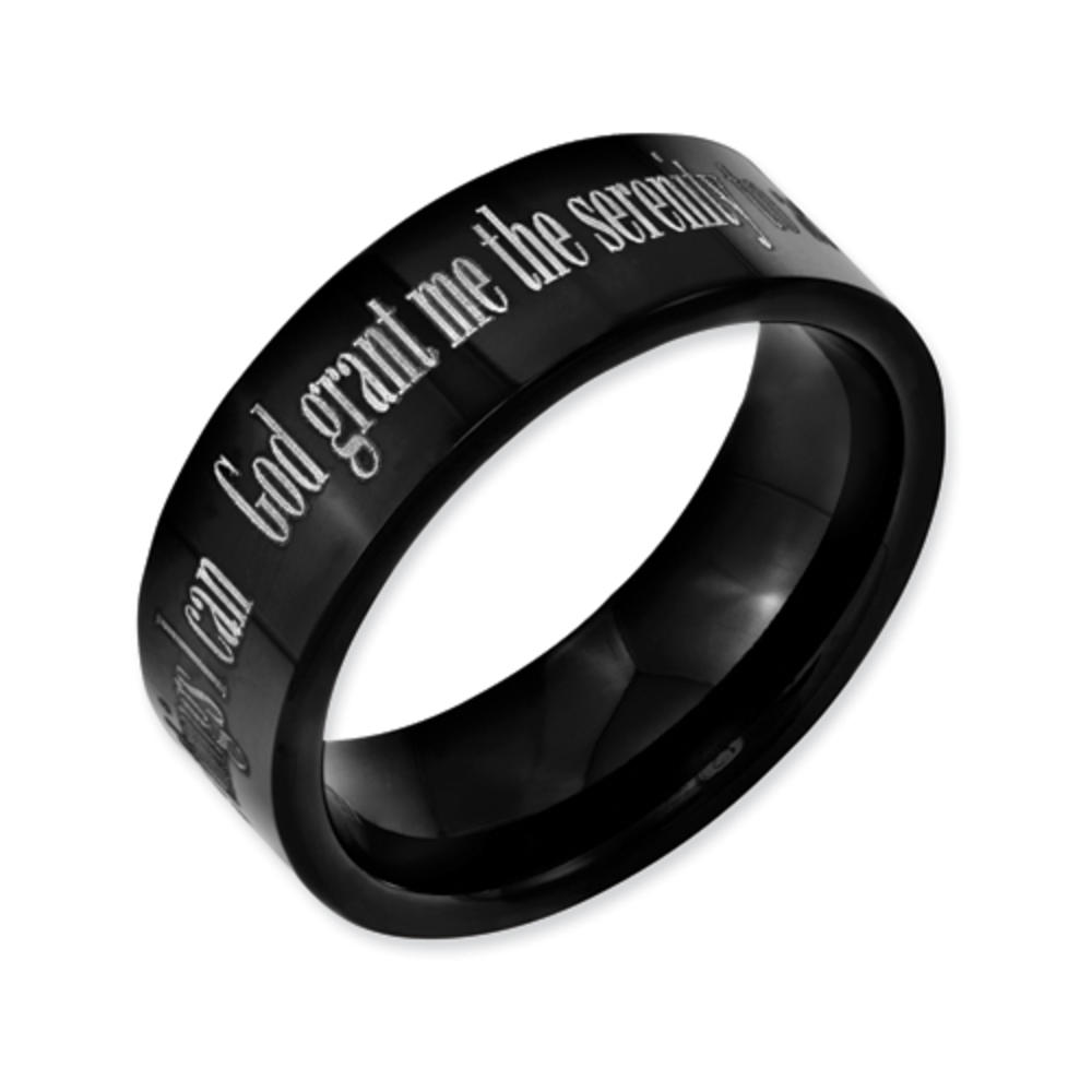 Jewelryweb Dura Tungsten 8.3mm Black Polished Band Ring - Size 7