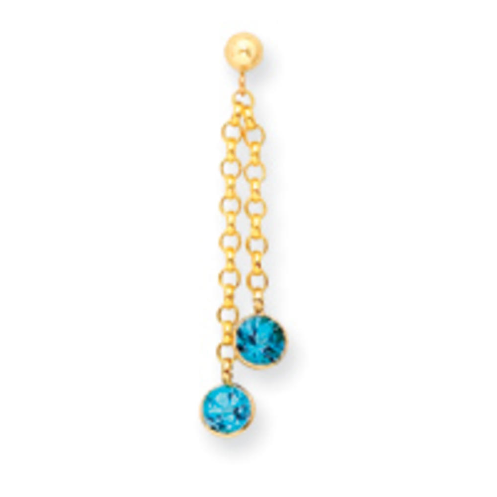 Jewelryweb 14k Yellow Gold Blue Topaz Dangle Earrings