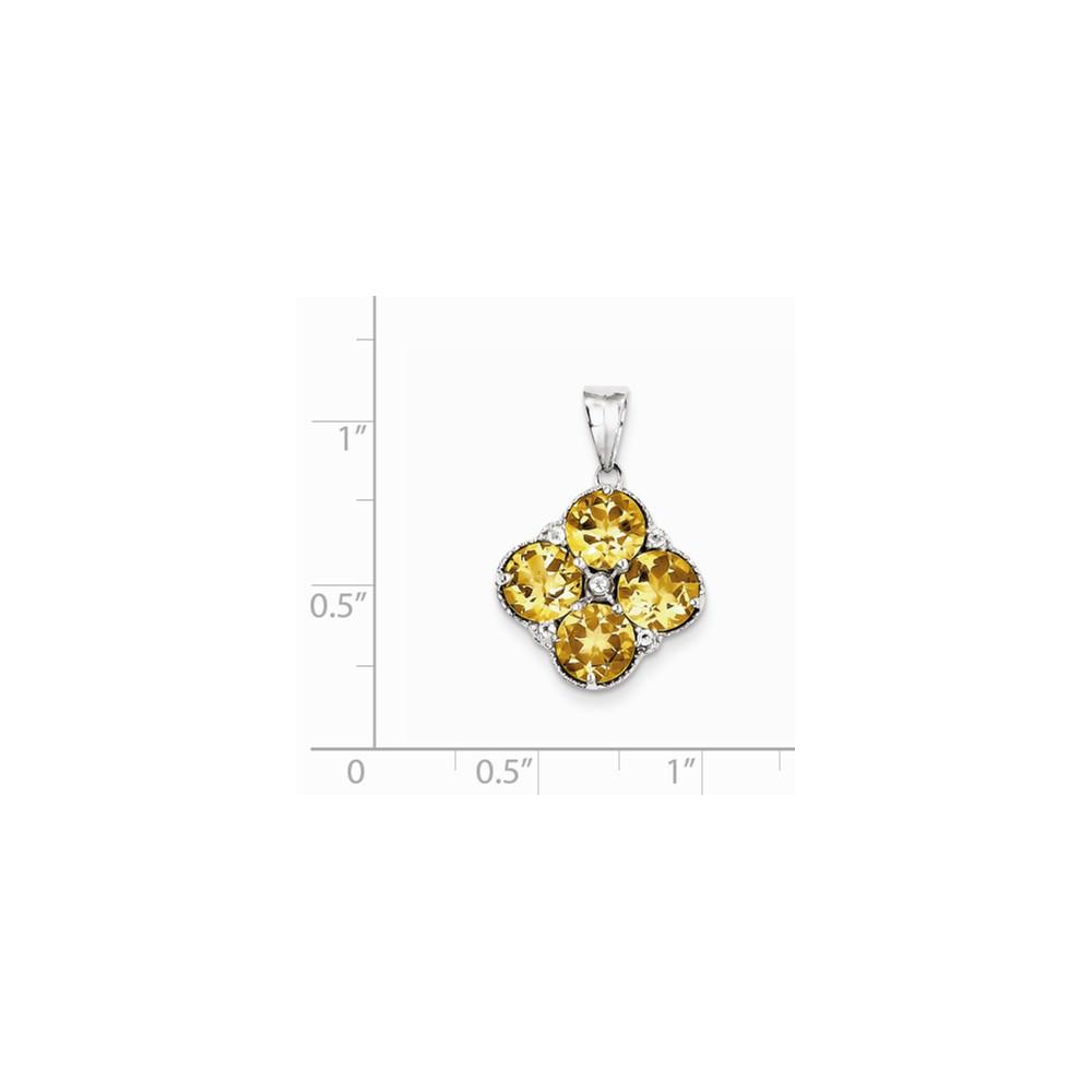 Jewelryweb Sterling Silver With Citrine and White Topaz Round Pendant