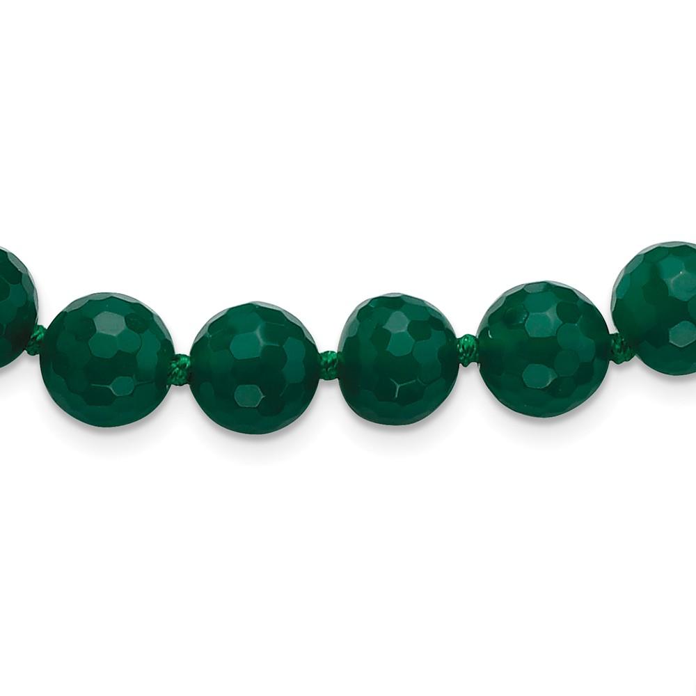 Jewelryweb 10-10.5mm Faceted Emerald Green Agate Necklace - 18 Inch