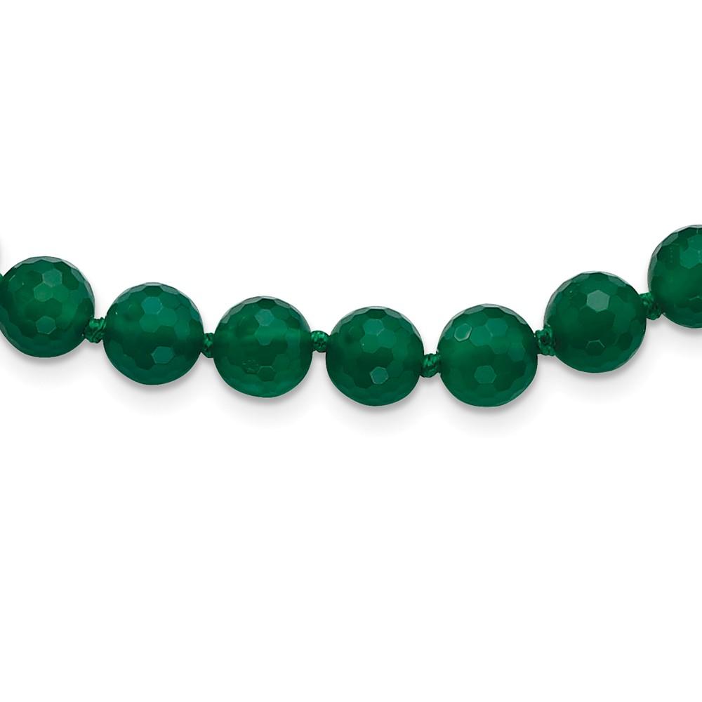 Jewelryweb 8-8.5mm Faceted Emerald Green Agate Necklace - 18 Inch
