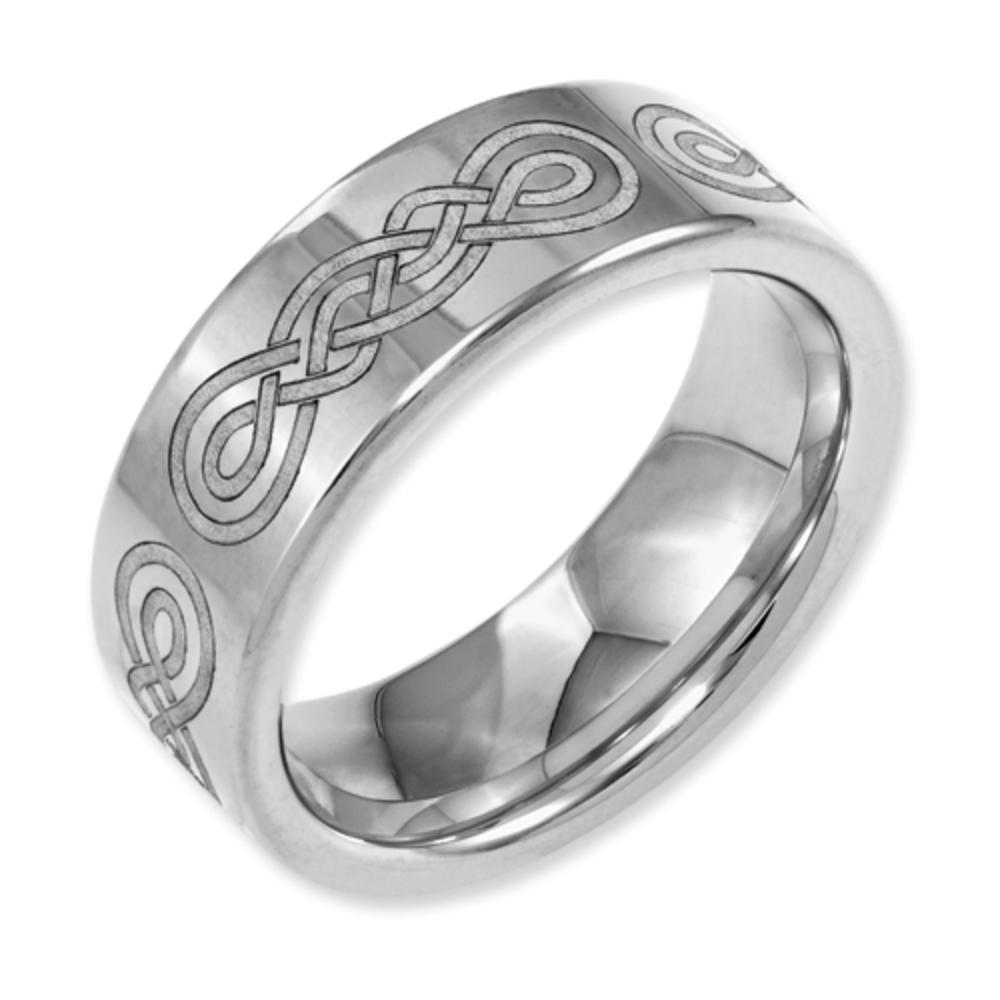 Jewelryweb Dura Tungsten Flat 8mm Polished Band Ring - Size 13