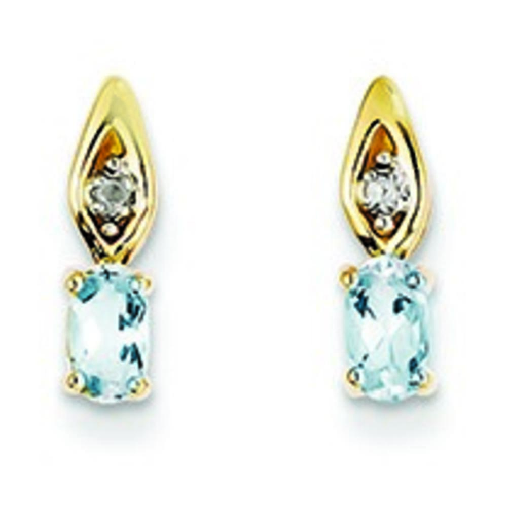 Jewelryweb 14k Diamond and Aquamarine Earrings