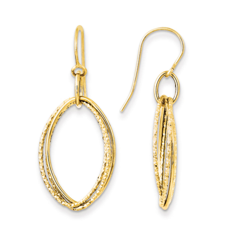 Jewelryweb 14k Large Oval Dangle Shepard Hook Earrings
