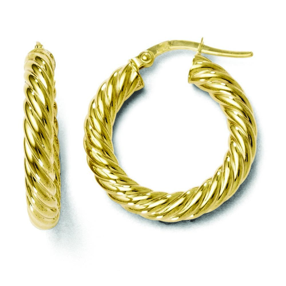Jewelryweb 4mm 10k Polished Hinged Hoop Earrings