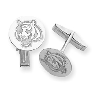 Jewelryweb Sterling Silver Cincinnati Bengals Disc Logo Cuff Links