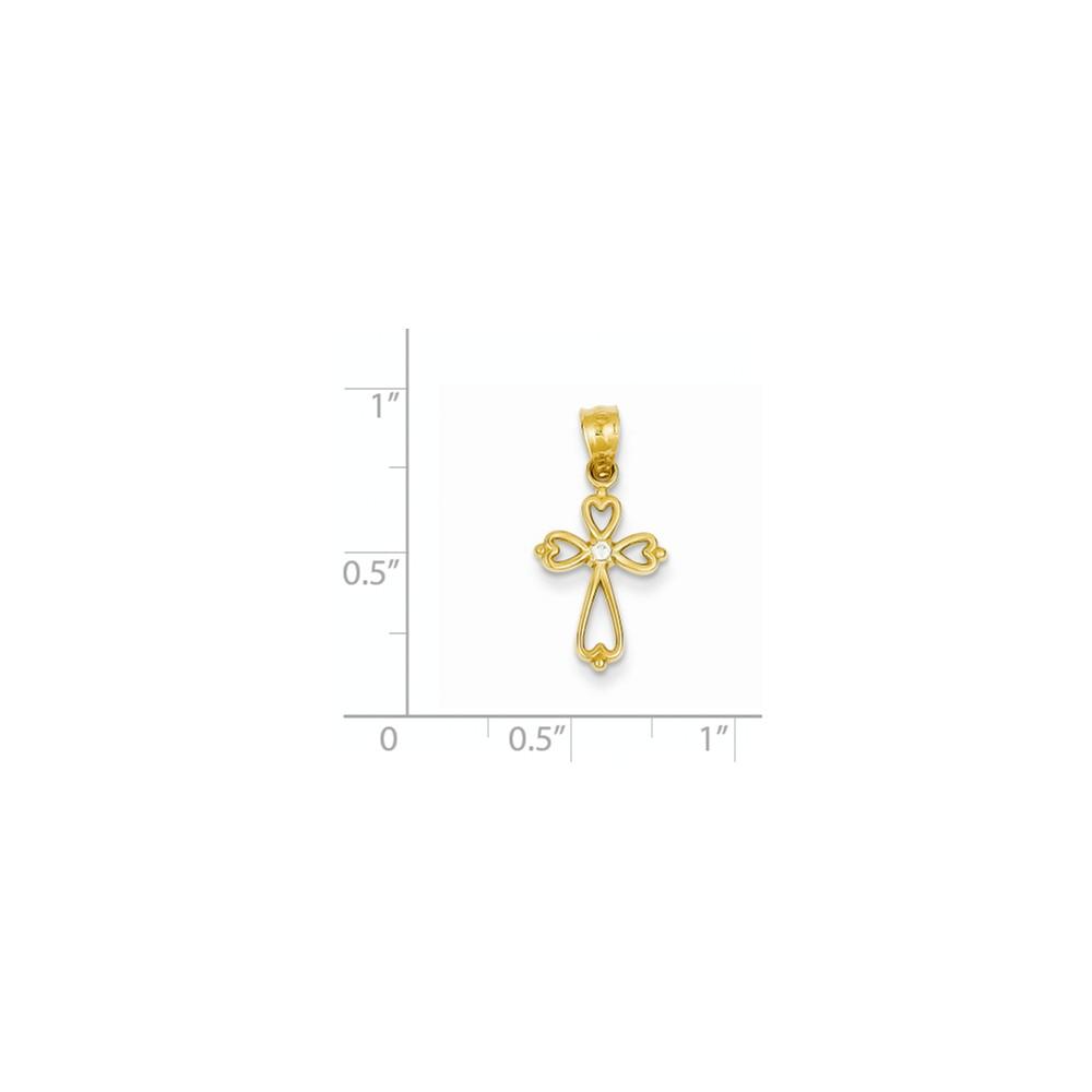 Jewelryweb 14k Yellow Gold Diamond Accented Cross Pendant