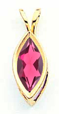 Jewelryweb 14k 10x5mm Marquise Rhodalite Garnet Bezel Pendant - Measures 16x6mm