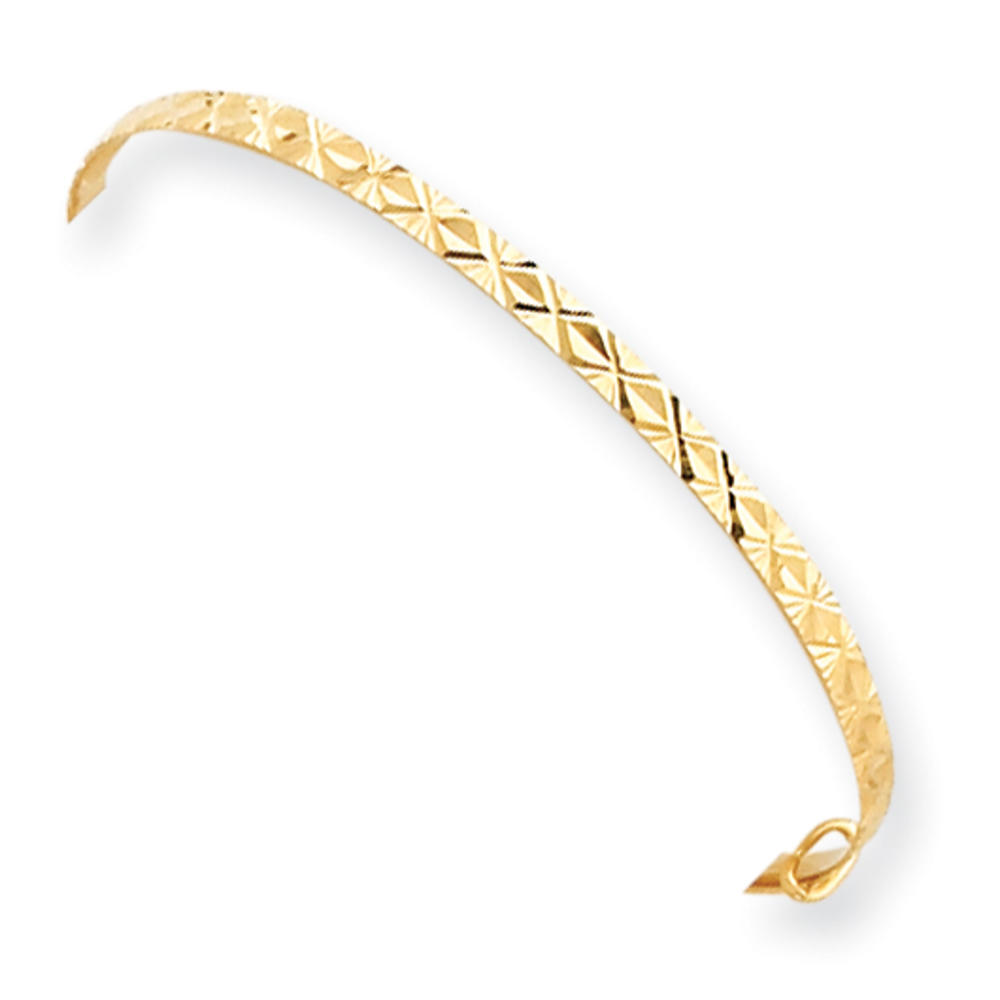 Jewelryweb 14k 2mm Sparkle-Cut Adjustable Baby Bangle Bracelet