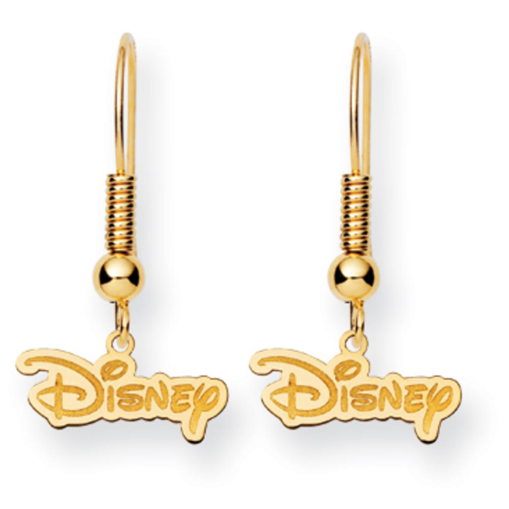 Jewelryweb 14k Disney Disney Logo Dangle Wire Earrings