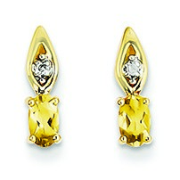 Jewelryweb 14k Diamond and Citrine Earrings