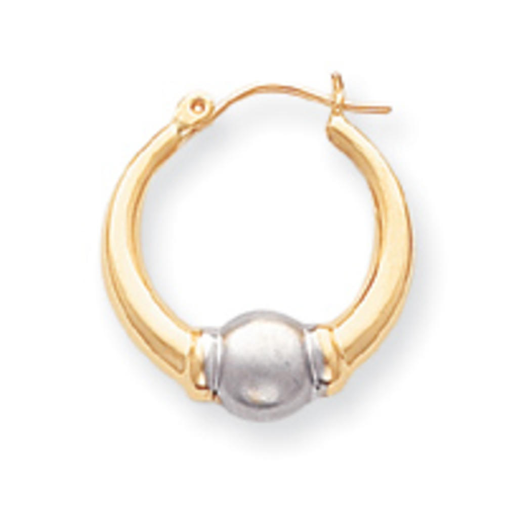 Jewelryweb 14k Polished and Satin Fancy Hollow Hoop Earrings