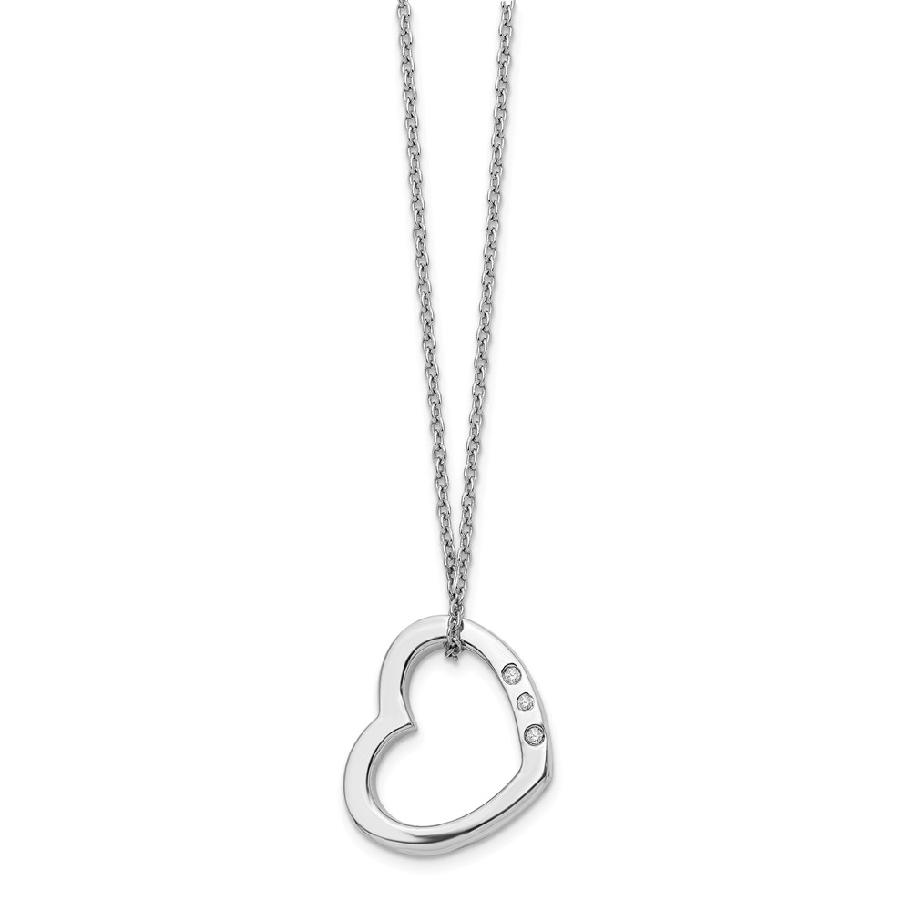 Jewelryweb White Ice .03ct. Diamond Heart Necklace - 18 Inch