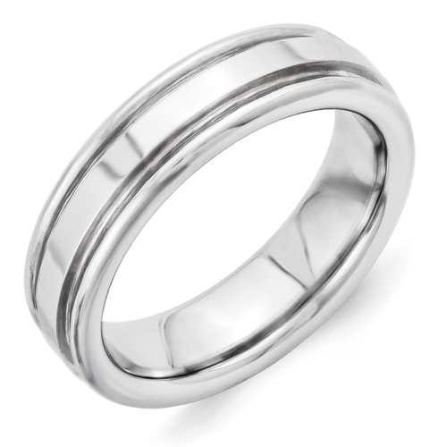 Jewelryweb Vitalium Rounded Edge Polished 6mm Band Ring - Size 9.5