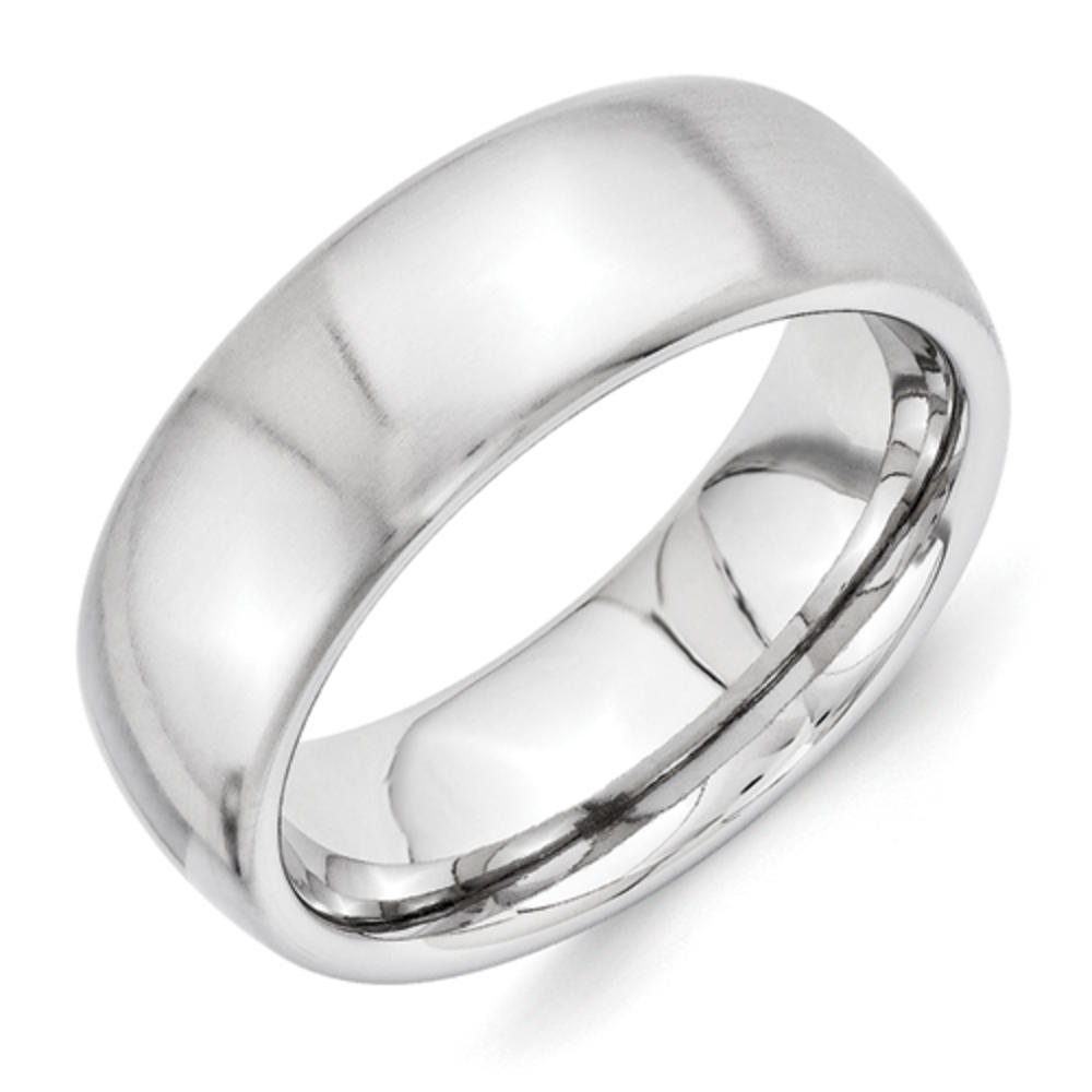 Jewelryweb Vitalium Brushed 8mm Domed Band Ring - Size 12