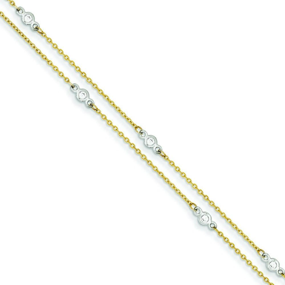 Jewelryweb 14k Two-tone Cubic Zirconia Bracelet