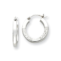 Jewelryweb 14k White Gold 3mm Tube Hoop Earrings