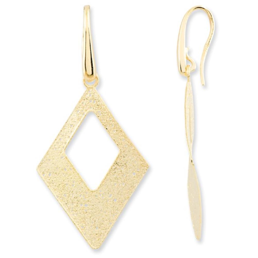 Jewelryweb 14k Mesh Diamond Open Shaped Dangle Earrings