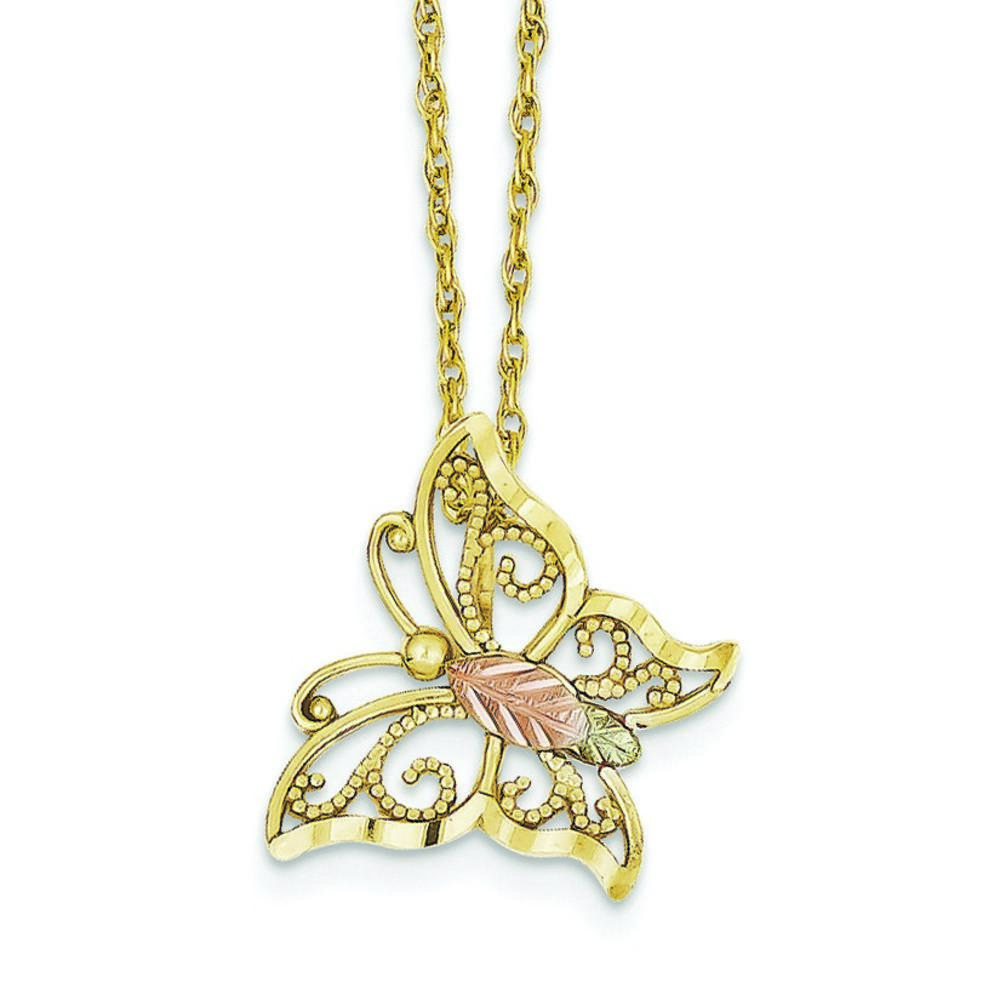 Jewelryweb 10k Black Hills Gold Butterfly Pendant
