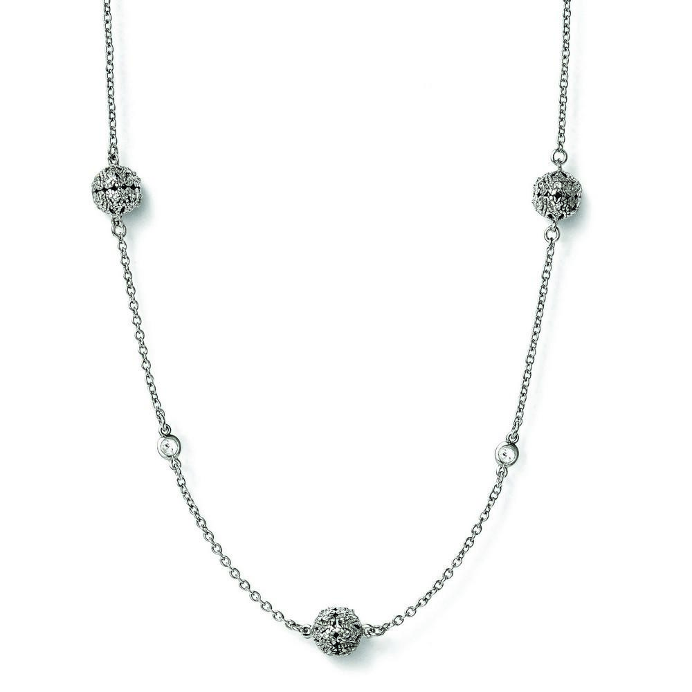 Jewelryweb Sterling Silver Cubic Zirconia Necklace - 36 Inch