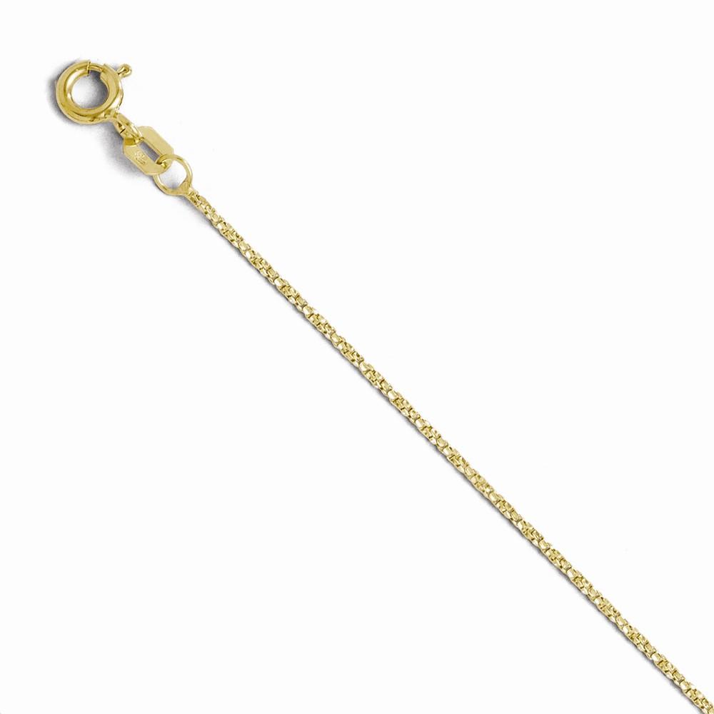 Jewelryweb 10k Yellow Gold Twisted Sparkle Box Chain Necklace - 16 Inch