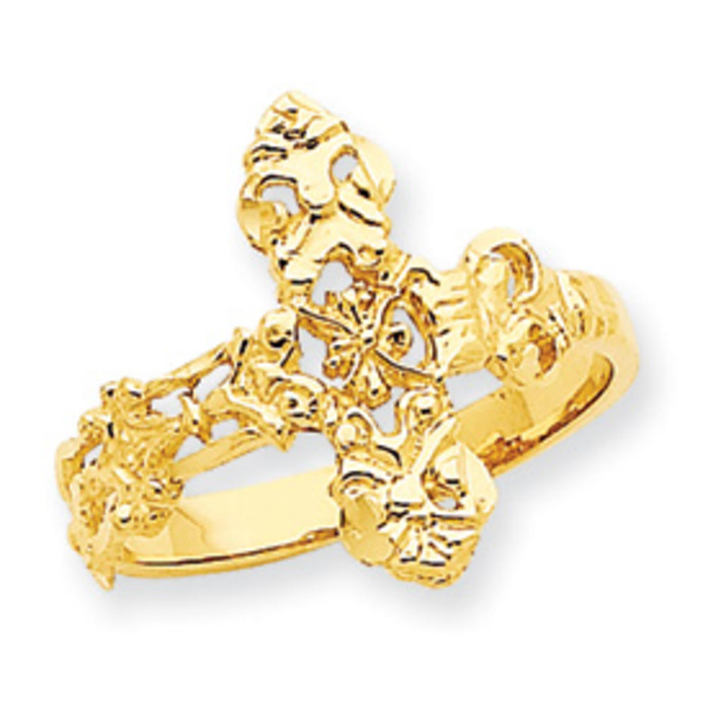 Jewelryweb 14k Sparkle-Cut Cross Ring - Size 7