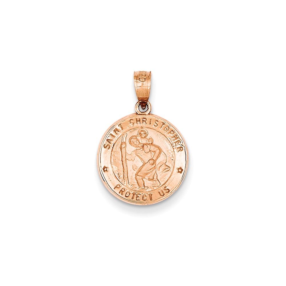 Jewelryweb 14k Rose Gold St. Christopher Medal Pendant