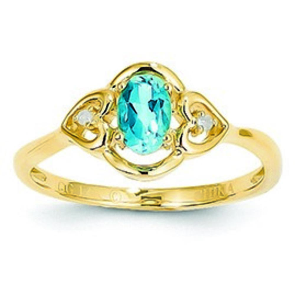 Jewelryweb 14k Light Swiss Blue Topaz Diamond Ring