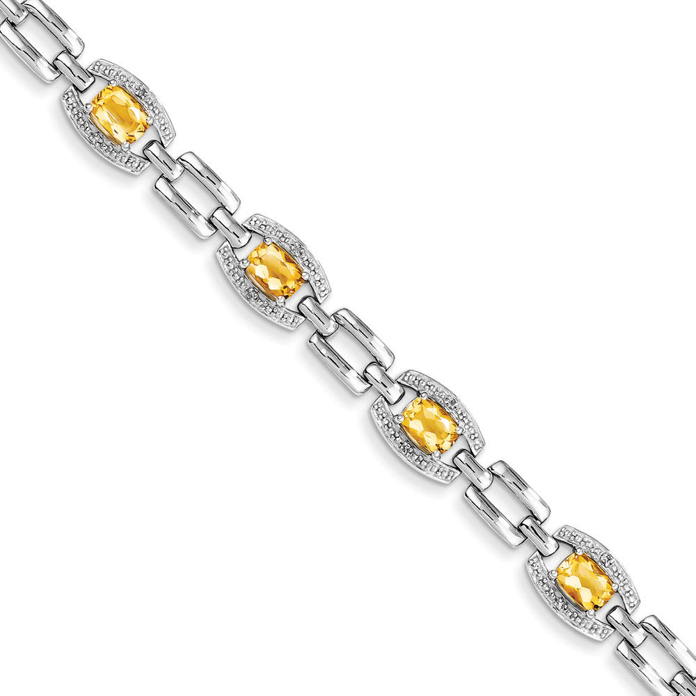 Jewelryweb Sterling Silver Diamond and Citrine Bracelet
